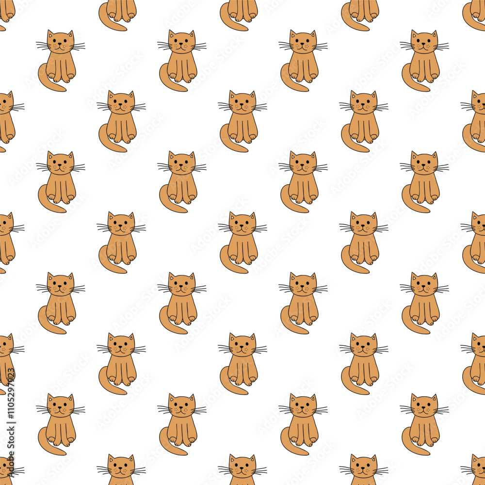 Fototapeta premium Seamless pattern with cat doodle for decorative print, wrapping paper, greeting cards, wallpaper and fabric
