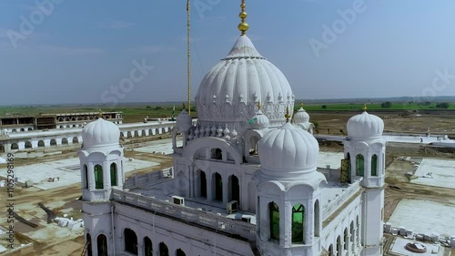 Kartarpur sahib gurdwara corridor Holy place for Sikhs community in Pakistan. Kartarpur-Narowal . Top view  photo