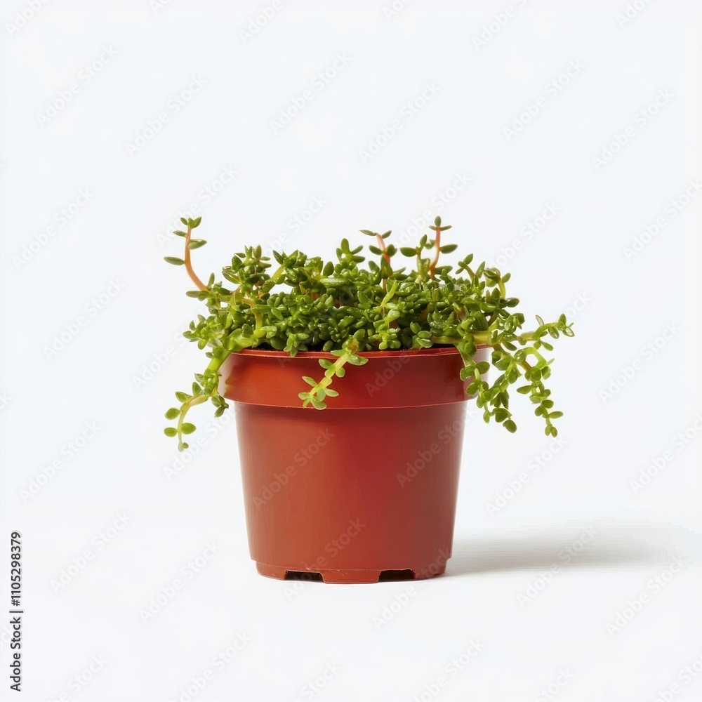 A Small Green Plant In A Brown Pot A Small Green Plant In A Brown Pot