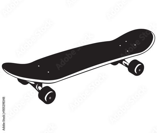 Silhouette skateboard isolated on white background, Skateboard icon silhouette vector