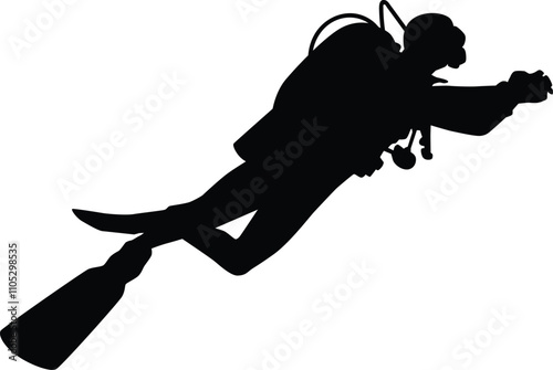 Scuba diving silhouette illustration