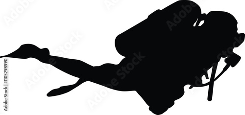 Scuba diving silhouette illustration