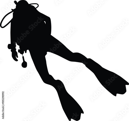 Scuba diving silhouette illustration