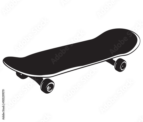 Silhouette skateboard isolated on white background, Skateboard icon silhouette vector