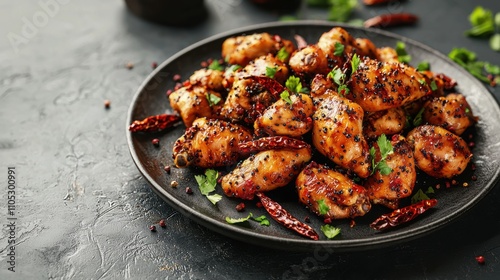 Spicy grilled chicken wings kitchen food photography contemporary close-up flavorful recipes