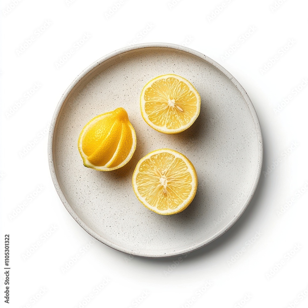Three Lemons on a Speckled Plate Awaiting Use Three Lemons on a Speckled Plate Awaiting Use