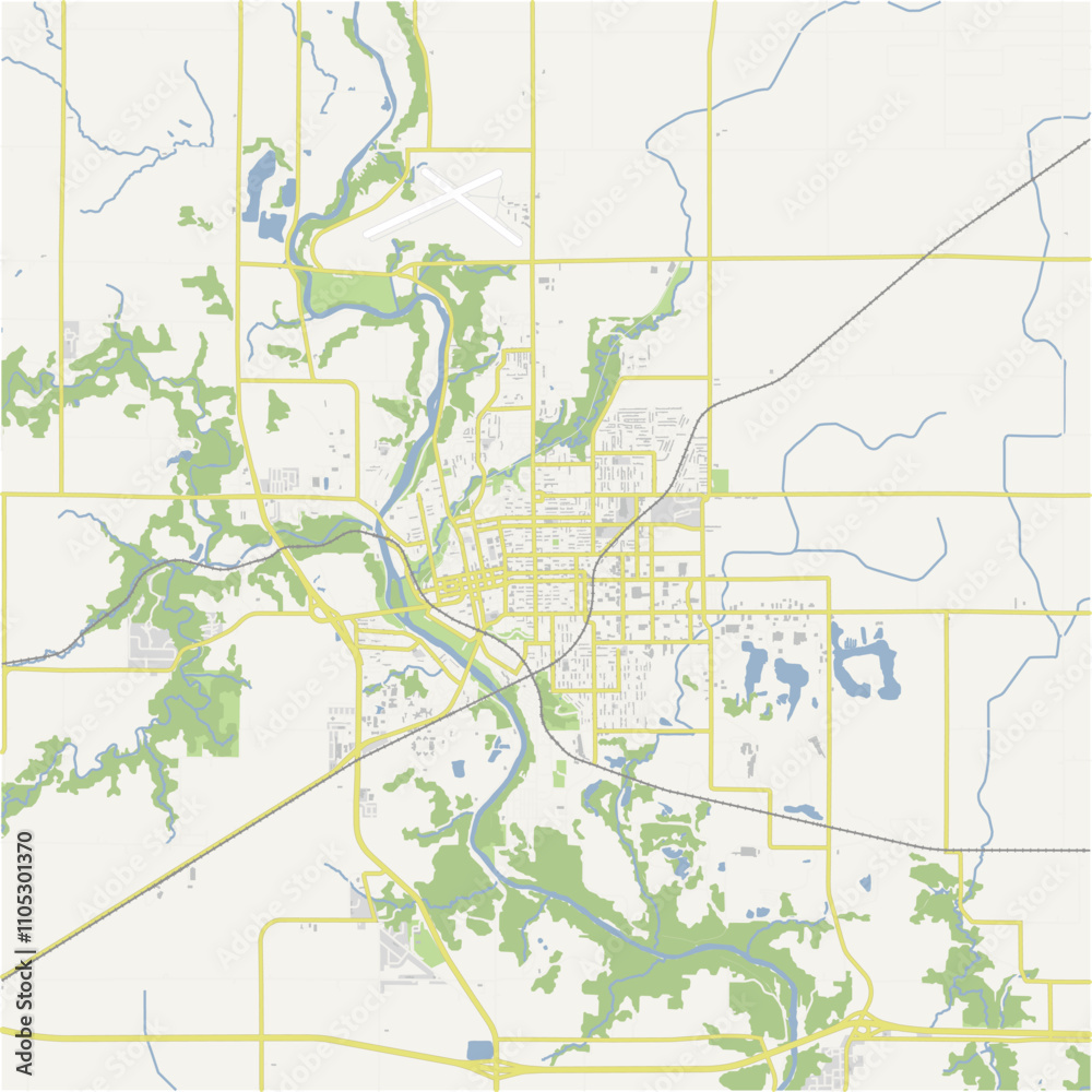 Fototapeta premium Map of Fort Dodge in Iowa in a normal road map style. Contains layered vector with roads water, parks, etc.