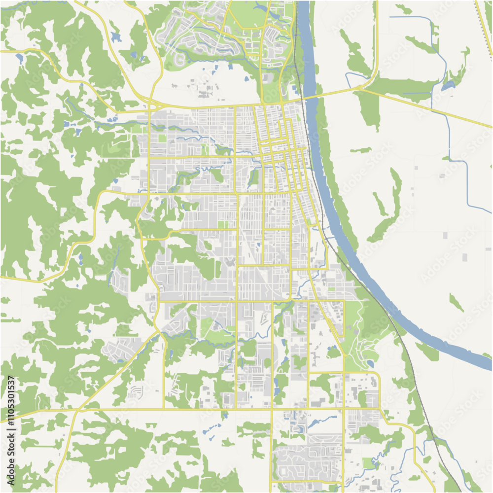 Fototapeta premium Map of Leavenworth in Kansas in a normal road map style. Contains layered vector with roads water, parks, etc.