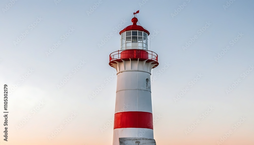 Perfect blend of ancient lighthouse's red and white color scheme with oceanic beauty Perfect blend of ancient lighthouse's red and white color scheme with oceanic beauty