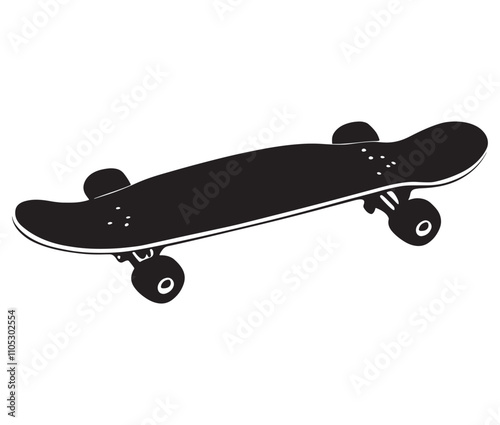 Silhouette skateboard isolated on white background, Skateboard icon silhouette vector
