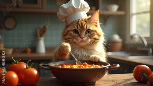 cat cook with a grater and cheese on a dark background. photo