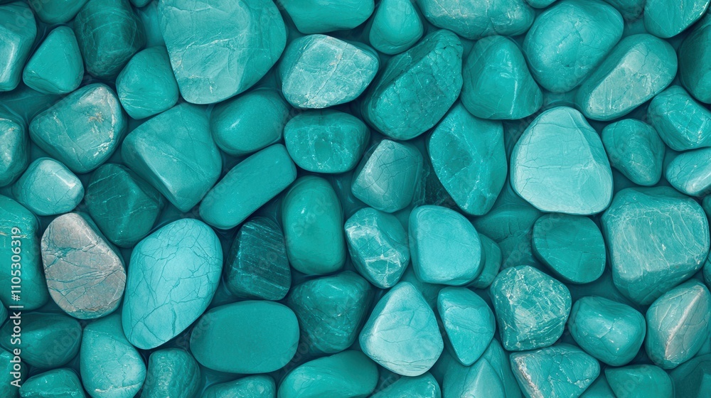 Turquoise ocean and precious, A close-up view of various turquoise stones, showcasing their unique shapes and vibrant colors against a natural backdrop.