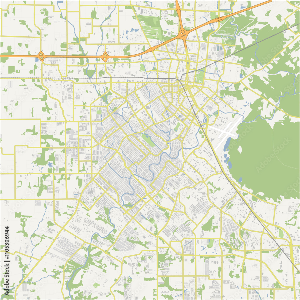 Map of Lafayette in Louisiana in a normal road map style. Contains layered vector with roads water, parks, etc. Map of Lafayette in Louisiana in a normal road map style. Contains layered vector with roads water, parks, etc.