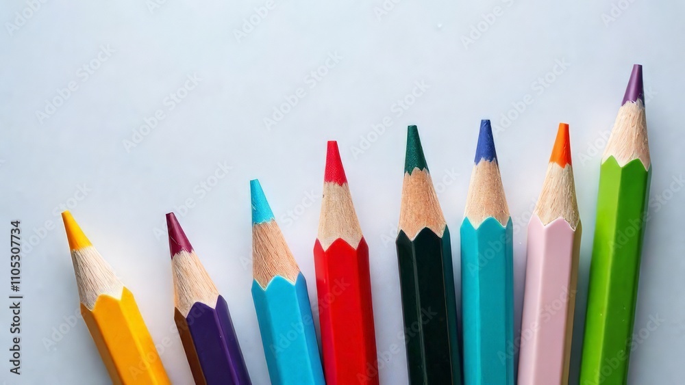 Colored pencils on a white background. Colored pencils on a white background.