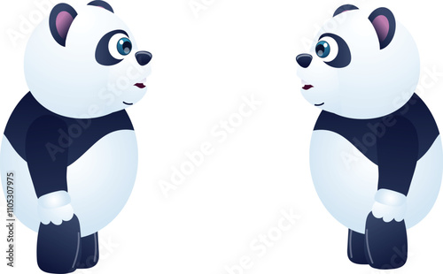 Cartoon Left Side Pose of Panda  photo