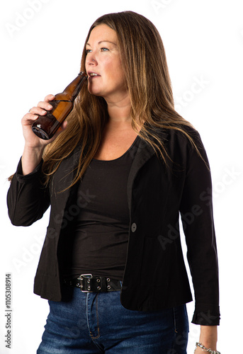 Taking a sip of beer