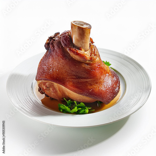 jarret de porc , aliment, viande, isolé, blanc, porc, cuisiné, repas, frire, grillé, rôti, délicieux, brun, fumé, délicieux, gros plan, bon vivant, barbecue, côtes, boeuf, bacon, diners, rôti photo