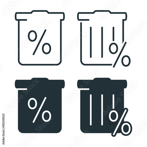 Percentage of trash icon symbol. illustration vector