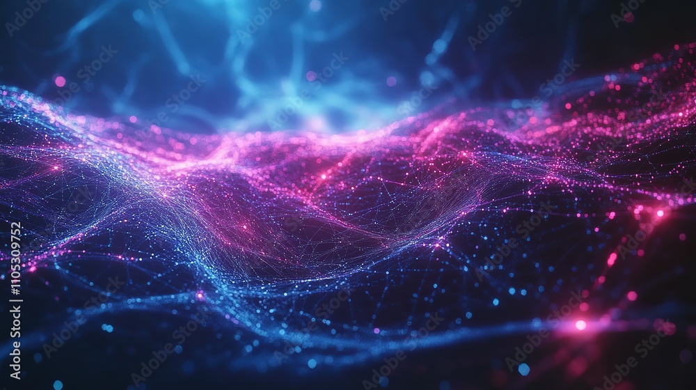 Abstract digital wave background with glowing particles. Abstract digital wave background with glowing particles.
