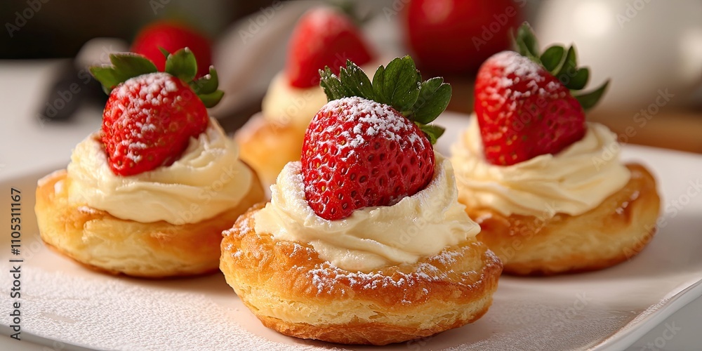 Cheese cream and strawberry puffs create a delightful treat. These sweet pastries are homemade and bursting with flavor, making cheese cream and strawberry puffs a perfect indulgence. Cheese cream and strawberry puffs create a delightful treat. These sweet pastries are homemade and bursting with flavor, making cheese cream and strawberry puffs a perfect indulgence.