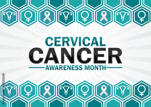 Cervical Cancer Awareness Month Modern Vector illustration. Holiday concept. Template for background, banner, card, poster with text inscription. 