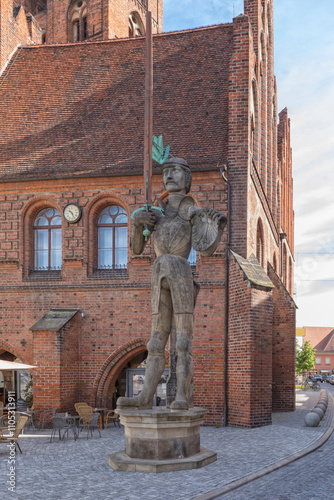 Medieval statue of Knight Roland at Stendal, Germany photo