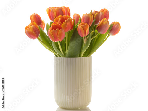 Wallpaper Mural Bouquet  of orange tulips in a vase, isolated on white background Torontodigital.ca