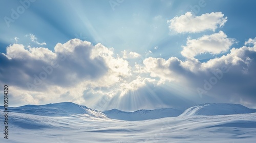 Wallpaper Mural Snowy mountain landscape with dramatic clouds under blue sky nature photography outdoor view Torontodigital.ca