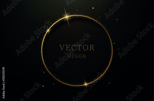 Elegant Black Background with Golden Sparkling Circle