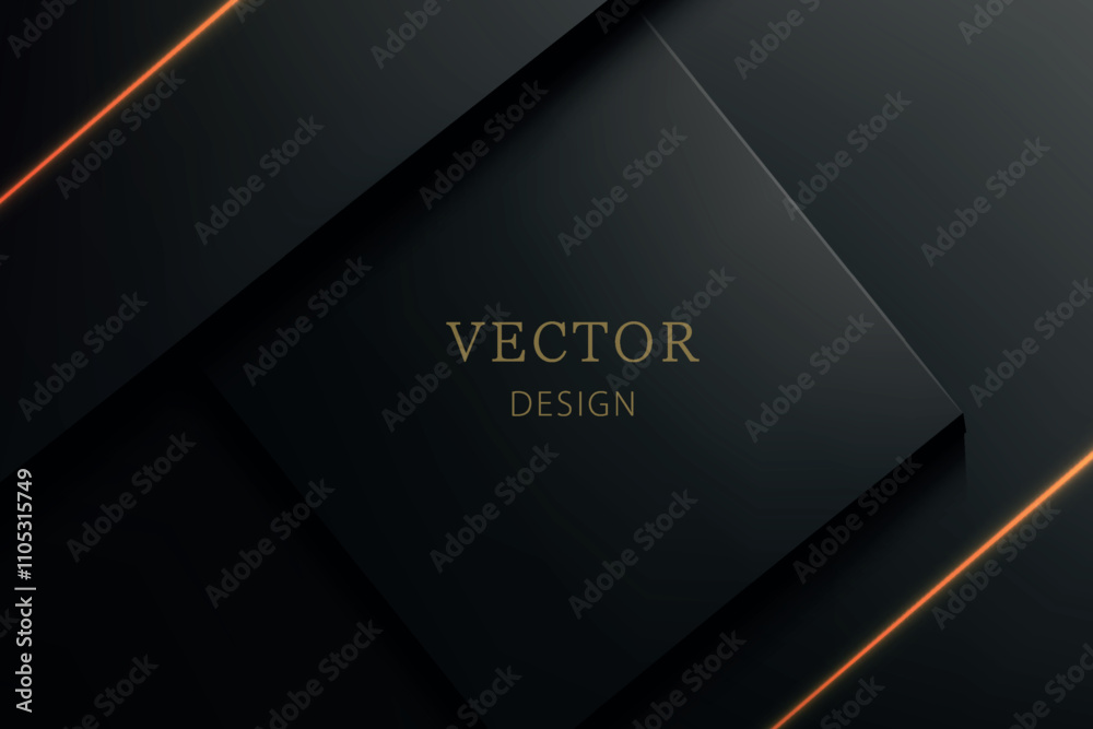 Fototapeta premium Modern Black Background with Golden Diagonal Highlights