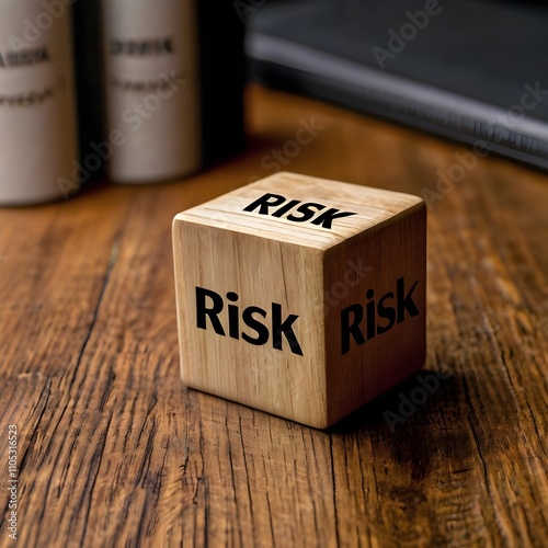 wooden block written RISK