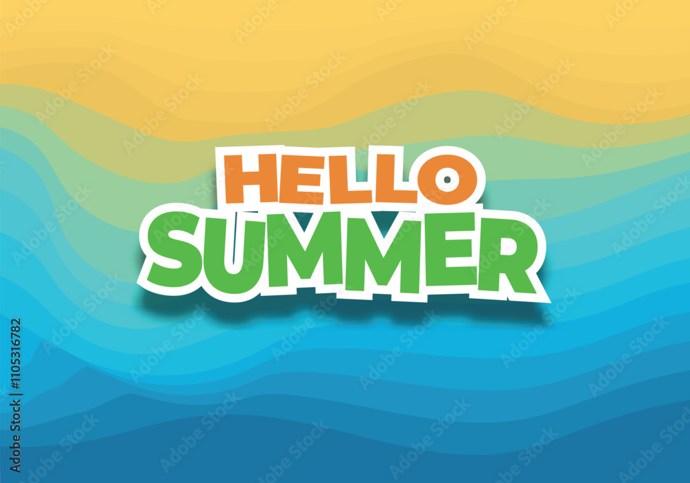 Hello Summer, Cheerful Banner Layout Design Hello Summer, Cheerful Banner Layout Design