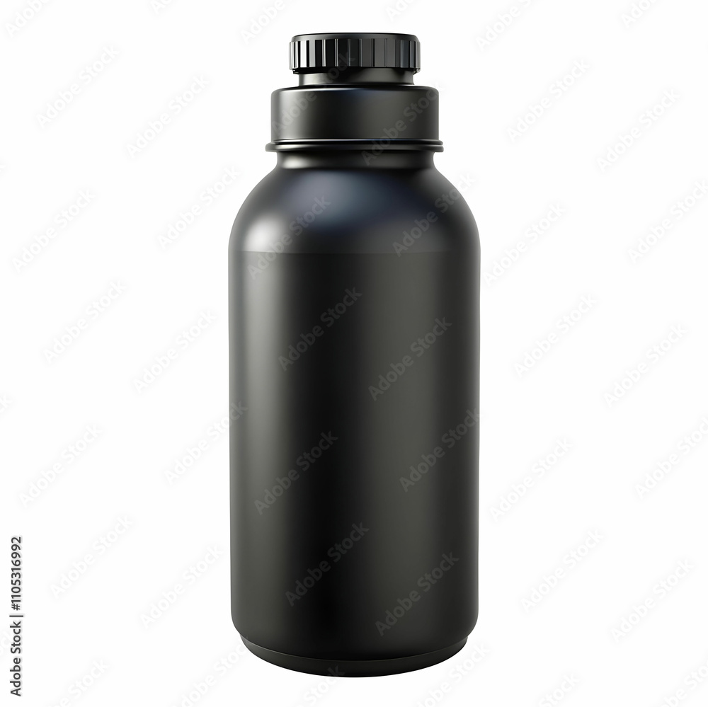 black plastic bottle on white background black plastic bottle on white background