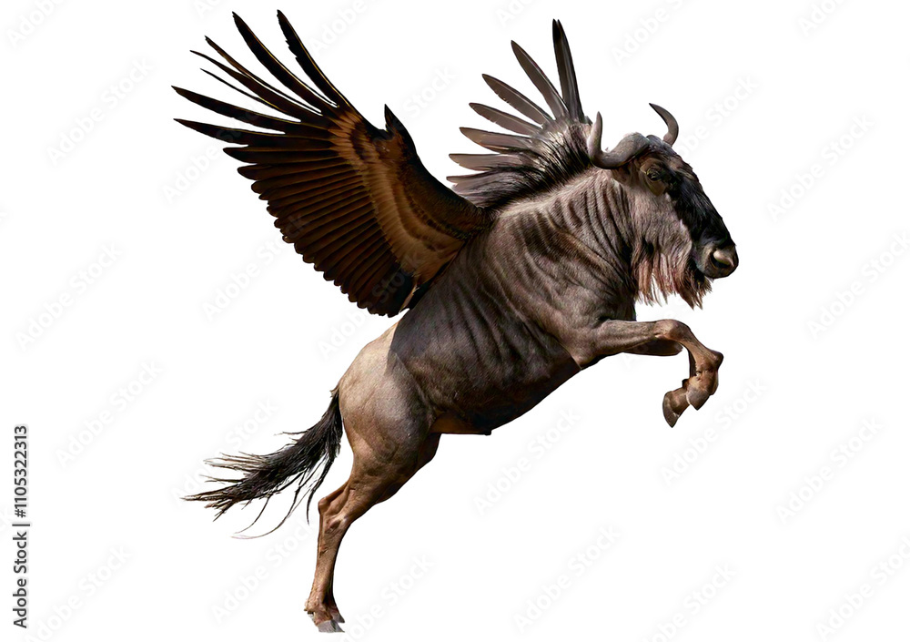 High-resolution wildebeest isolated on a transparent or white background High-resolution wildebeest isolated on a transparent or white background