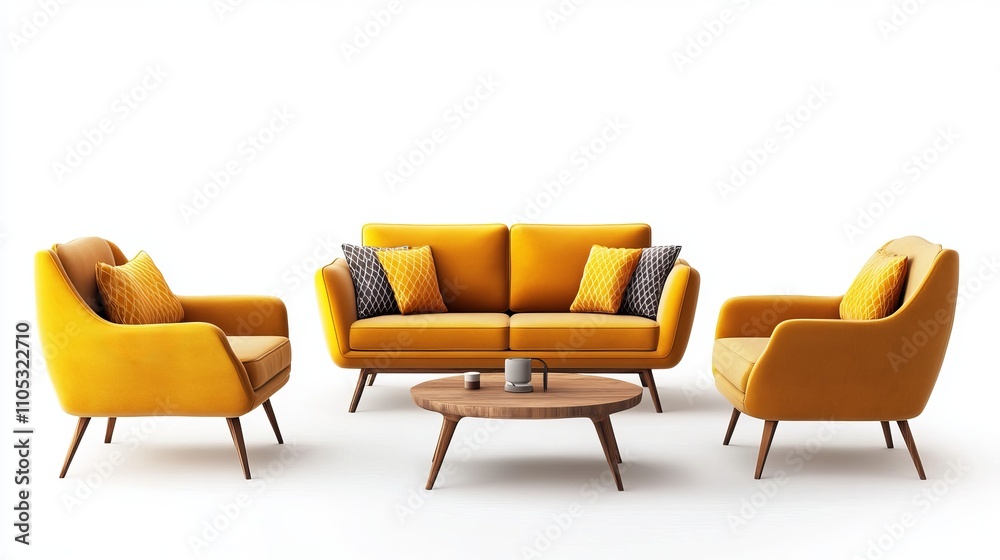 Obraz premium Modern furniture set isolated on white background