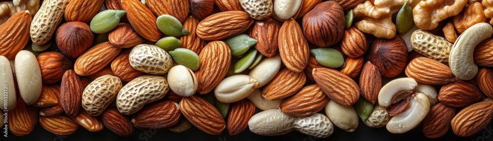 Plate of mixed nuts and seeds, healthy snacks, bright natural lighting Plate of mixed nuts and seeds, healthy snacks, bright natural lighting