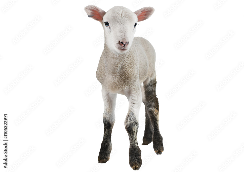 Fototapeta premium little white goat isolated on a transparent or white background