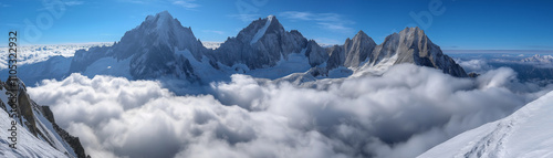 sunrise panoramic view from above the clouds in the sky as a motivation concept