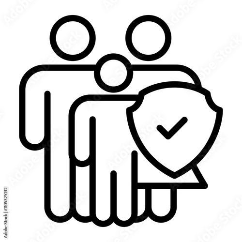 Family Insurance Vector Line Icon Design