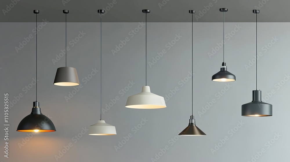 Set of ceiling lights isolated on a gray background Set of ceiling lights isolated on a gray background