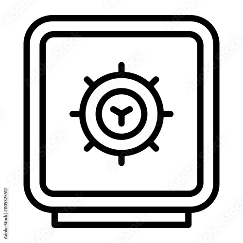 Bank Safe Vector Line Icon Design
