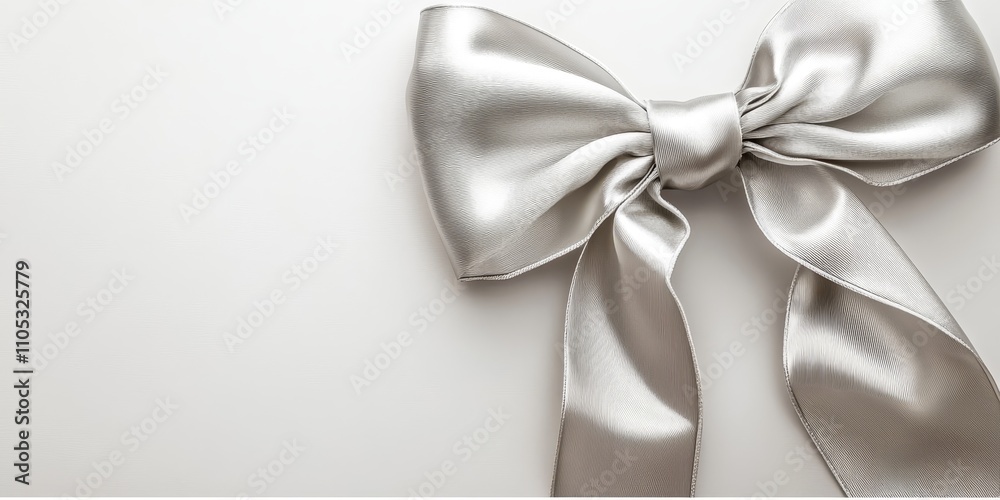 Silver bow gracefully resting on a white background, showcasing the beauty and elegance of a silver bow. This silver bow brings a touch of charm to any composition with its striking design. Silver bow gracefully resting on a white background, showcasing the beauty and elegance of a silver bow. This silver bow brings a touch of charm to any composition with its striking design.