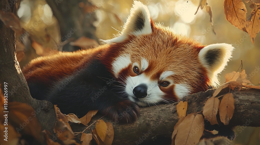 Fototapeta premium The Western Red Panda, also known as the red panda or lesser panda