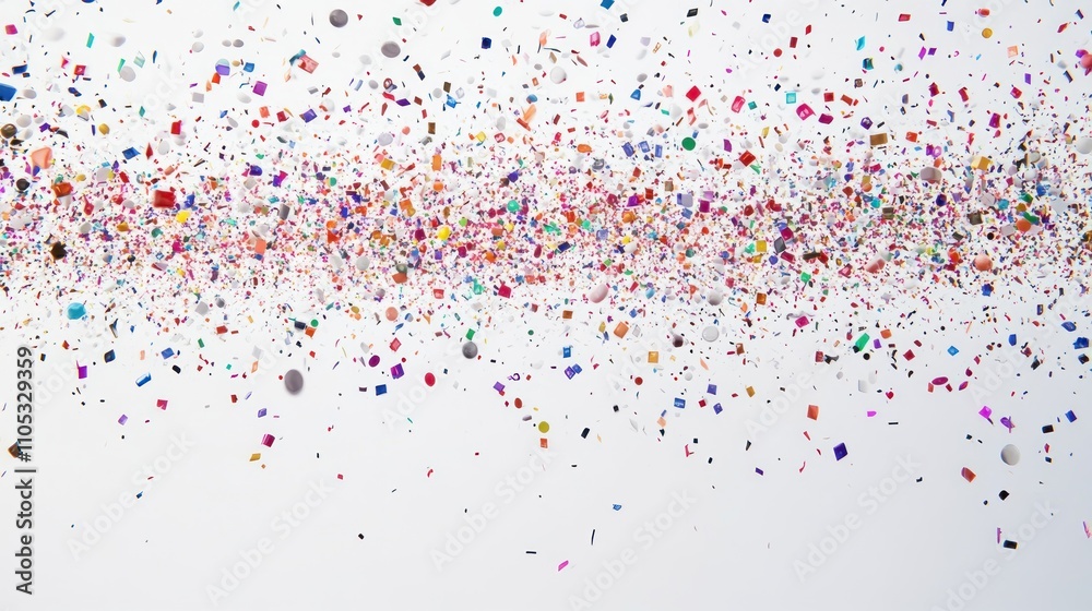 Colorful Confetti Falling Against White Background Colorful Confetti Falling Against White Background