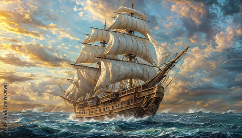 Sailing boat on the sea	

