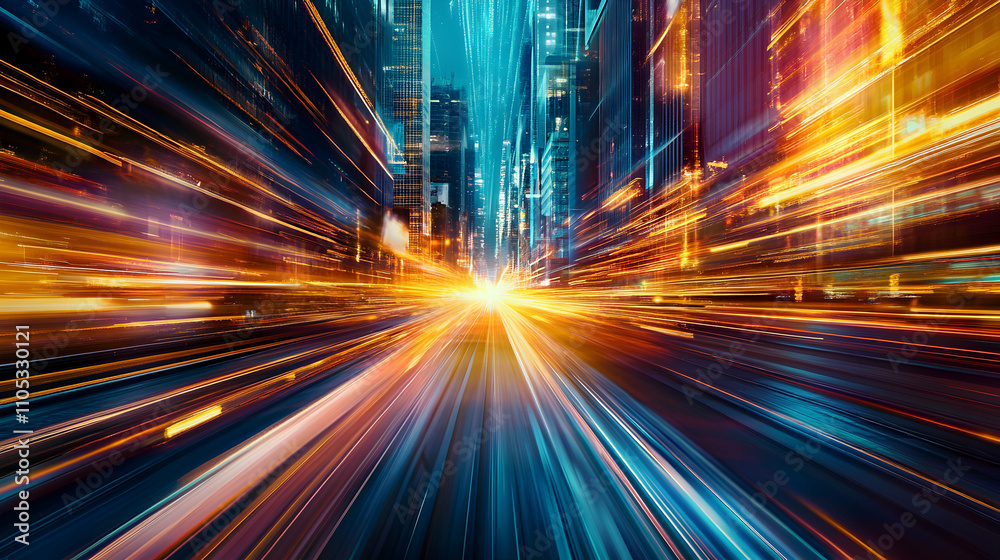 Abstract Speed Lines with Cityscape Background Illustrating a Fast-Paced Urban Environment Abstract Speed Lines with Cityscape Background Illustrating a Fast-Paced Urban Environment