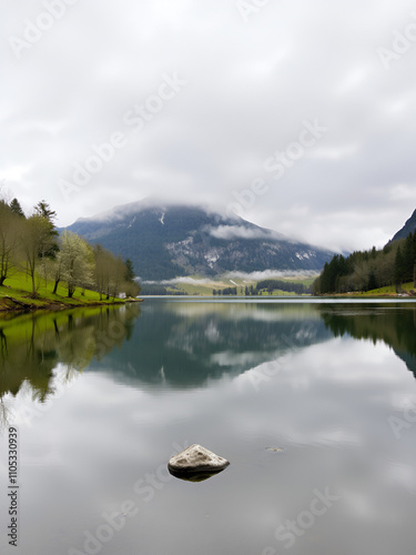 Early spring landscapes around the Wagital lake (Wagitalersee) in the canton of Schwyz, Switzerland photo