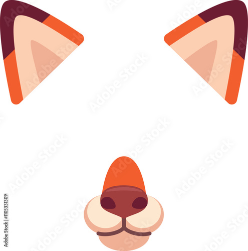 Fox nose and ears. Photo filter cartoon animal