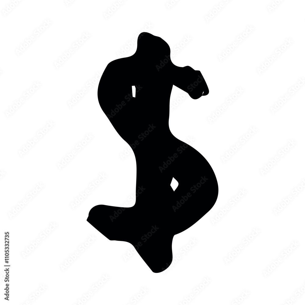 Hand drawn dollar currency symbol. Brush stroke doodle. Single element for design Hand drawn dollar currency symbol. Brush stroke doodle. Single element for design