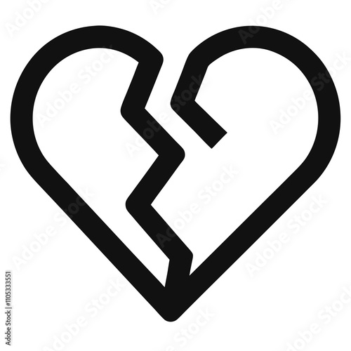 broken heart icon vector heartache symbol vector